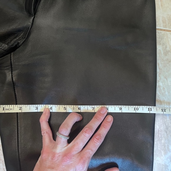 Holt Renfrew Collection wide leg leather trousers - Picture 10 of 13